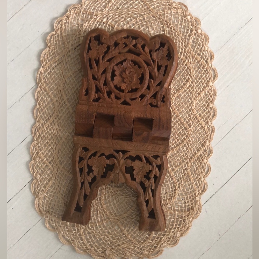 Vintage Hand Carved Indian Folding Book Stand